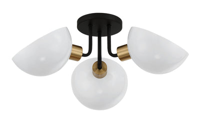 Gigi 3 Light Black + Aged Brass Semi Flush Mount Semi Flush Crystorama