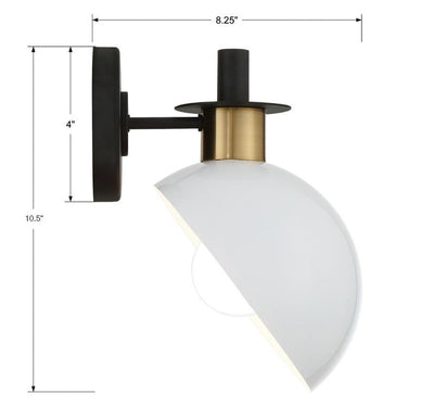 Gigi 1 Light Black + Aged Brass Sconce Wall Sconce Crystorama