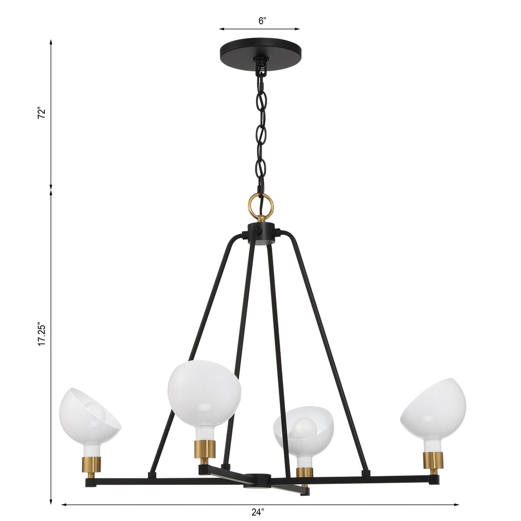 Gigi 4 Light Black + Aged Brass Chandelier Chandelier Crystorama