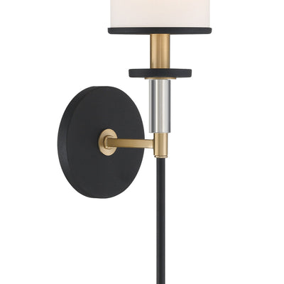 Hatfield 1 Light Black Forged + Vibrant Gold Sconce Wall Sconce Crystorama