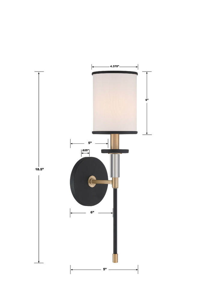 Hatfield 1 Light Black Forged + Vibrant Gold Sconce Wall Sconce Crystorama