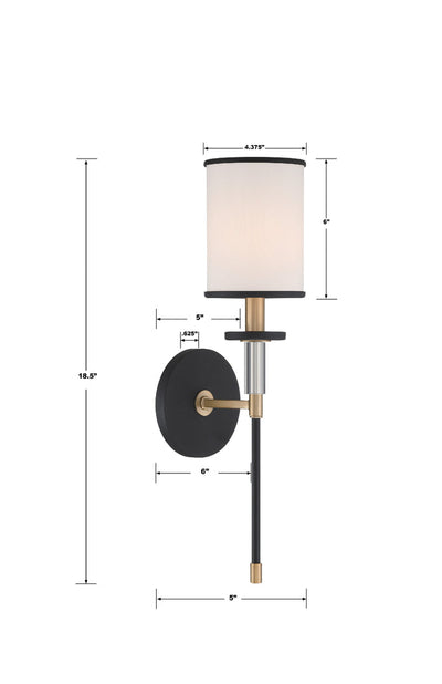 Hatfield 1 Light Black Forged + Vibrant Gold Sconce Wall Sconce Crystorama