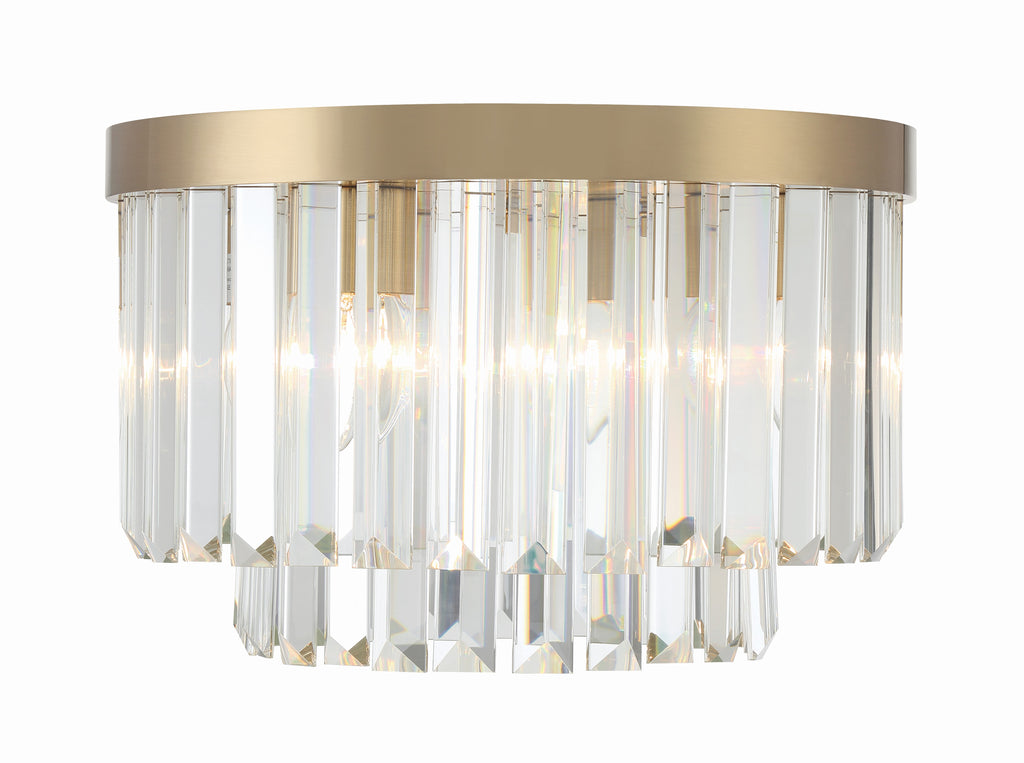 Hayes 4 Light Aged Brass Flush Mount Semi Flush Crystorama