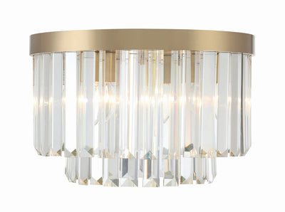 Hayes 4 Light Aged Brass Flush Mount Semi Flush Crystorama