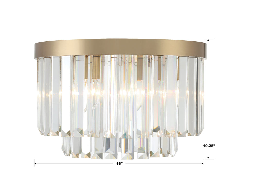 Hayes 4 Light Aged Brass Flush Mount Semi Flush Crystorama