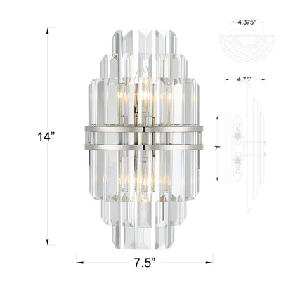 Hayes 2 Light Polished Nickel Sconce Wall Sconce Crystorama