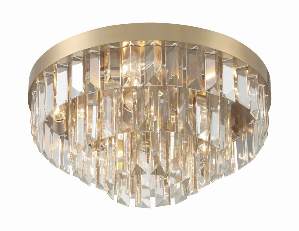 Hayes 8 Light Aged Brass Flush Mount Semi Flush Crystorama