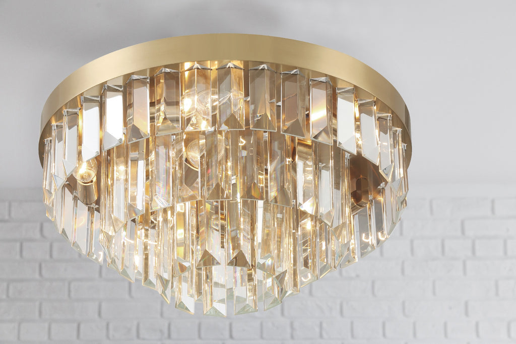 Hayes 8 Light Aged Brass Flush Mount Semi Flush Crystorama