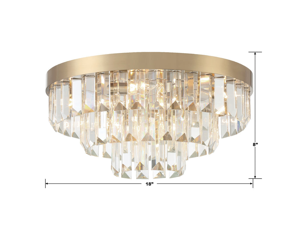 Hayes 8 Light Aged Brass Flush Mount Semi Flush Crystorama