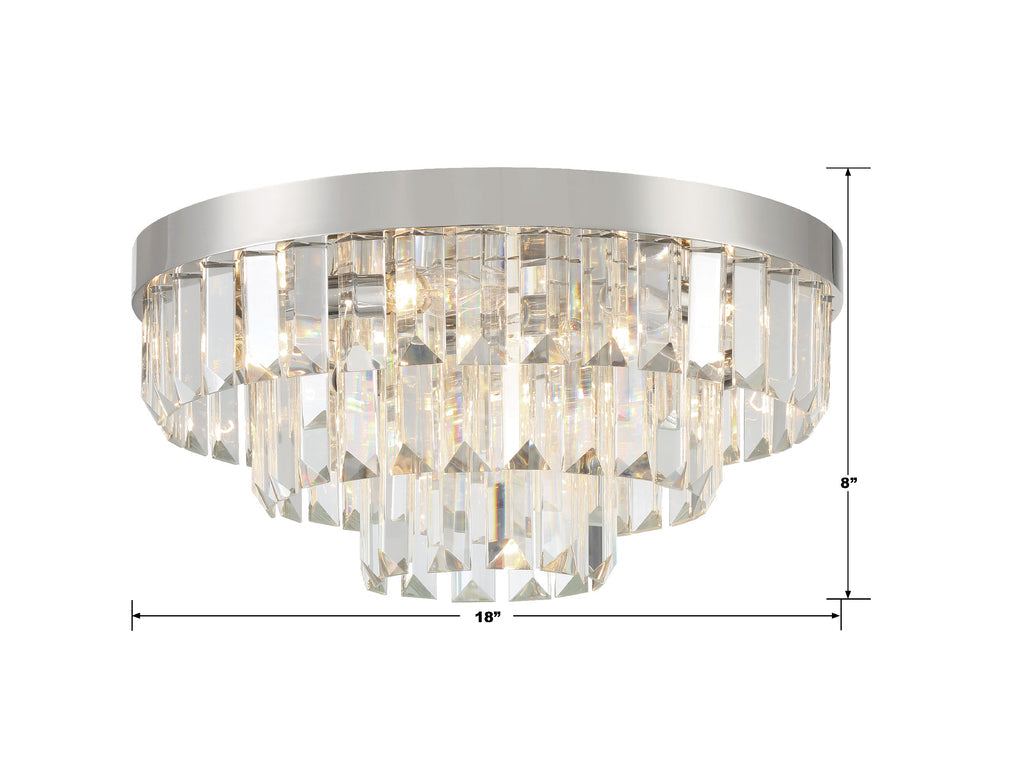 Hayes 8 Light Polished Nickel Flush Mount Semi Flush Crystorama