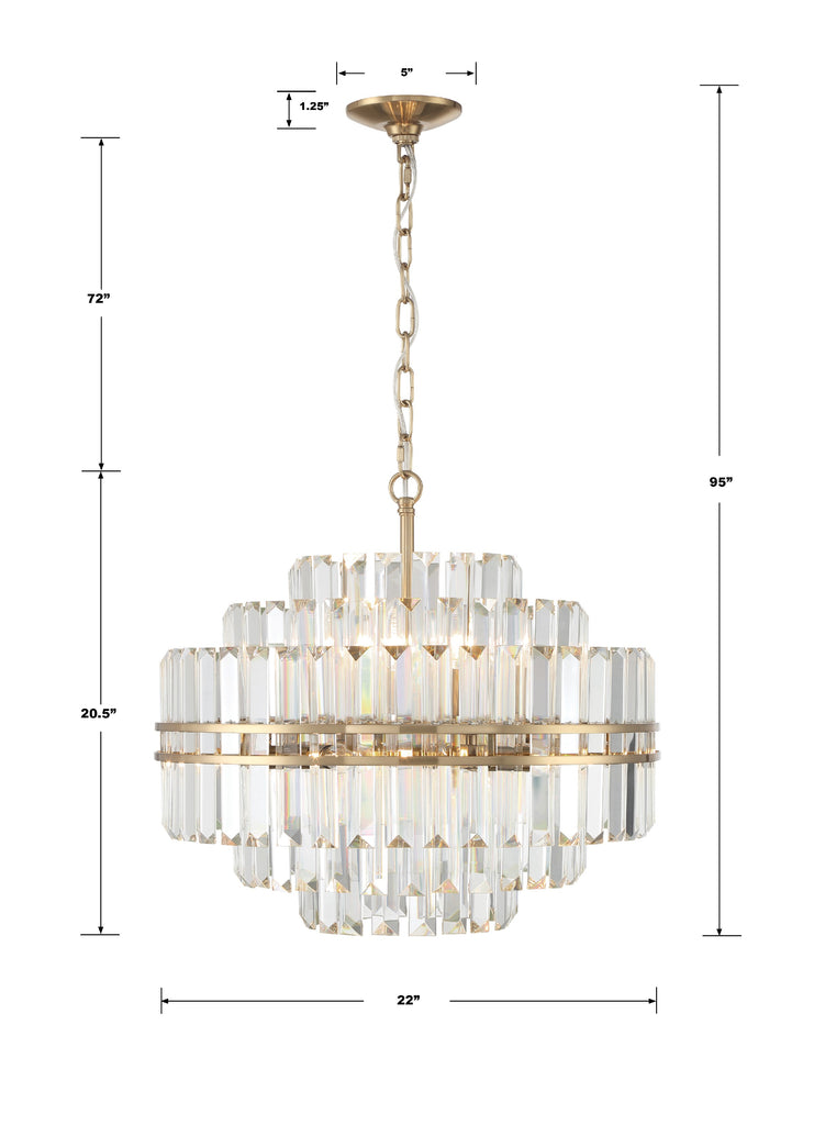 Hayes 12 Light Aged Brass Chandelier Chandelier Crystorama