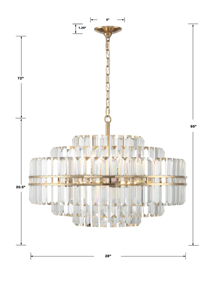 Hayes 16 Light Aged Brass Chandelier Chandelier Crystorama