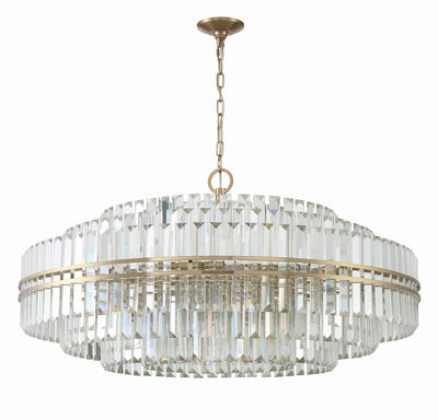 Hayes 32 Light Aged Brass Chandelier Chandelier Crystorama