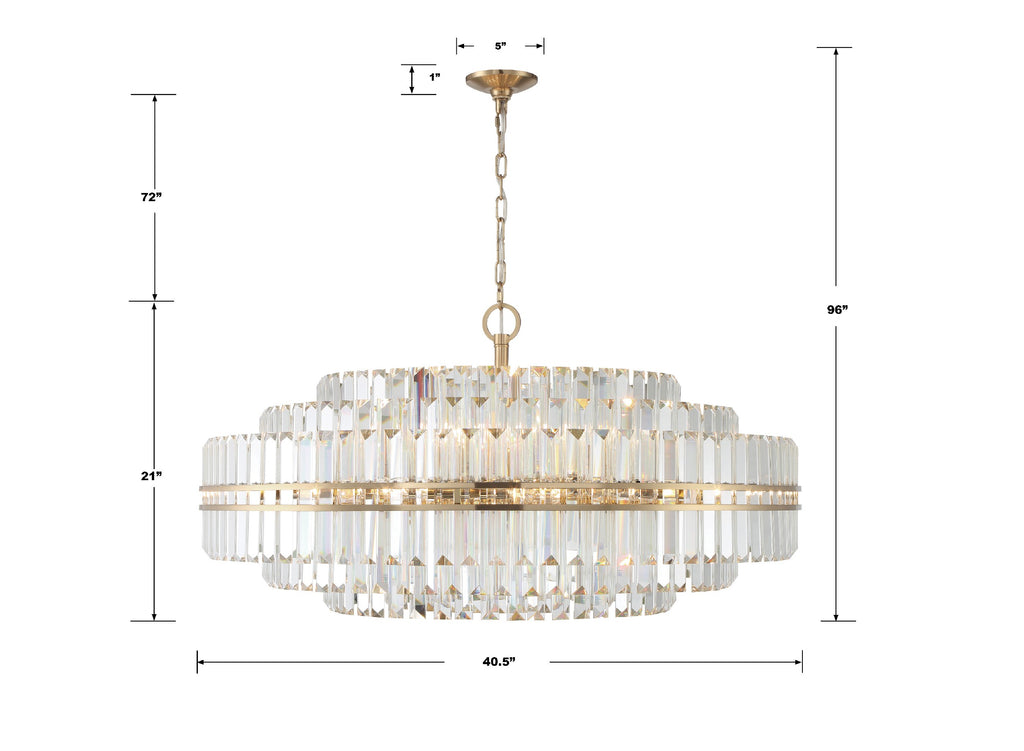 Hayes 32 Light Aged Brass Chandelier Chandelier Crystorama