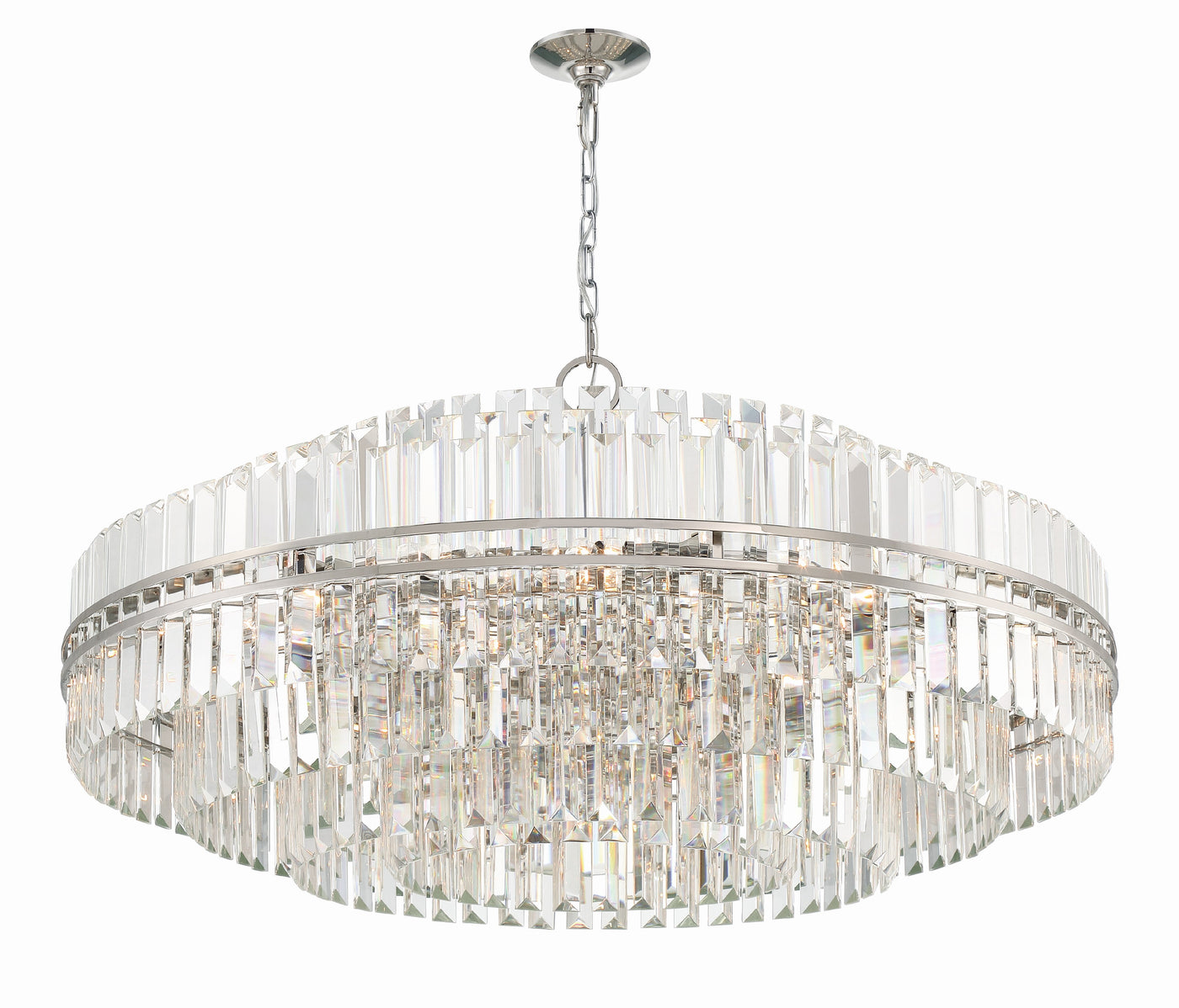 Hayes 32 Light Polished Nickel Chandelier Chandelier Crystorama