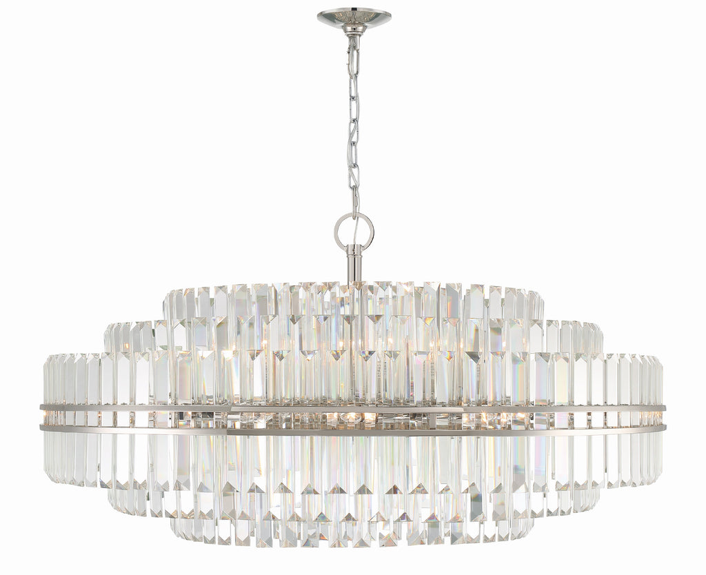 Hayes 32 Light Polished Nickel Chandelier Chandelier Crystorama