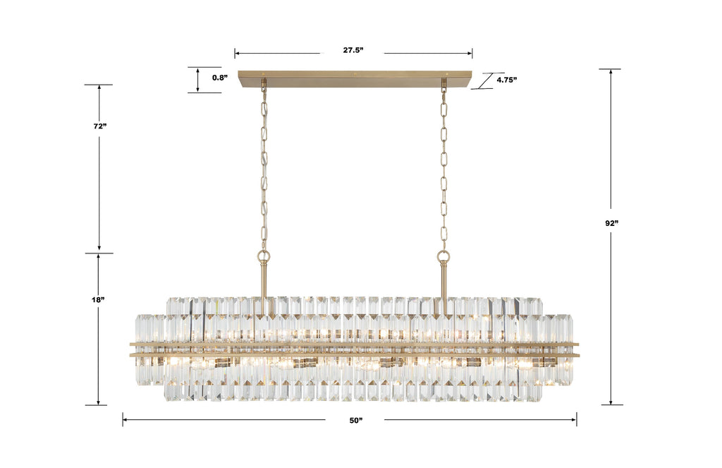 Hayes 16 Light Aged Brass Chandelier Chandelier Crystorama