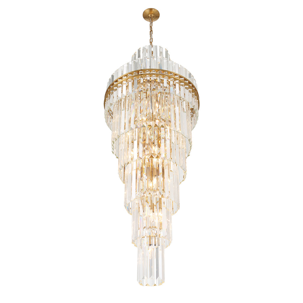 Hayes 31 Light Aged Brass Chandelier Chandelier Crystorama