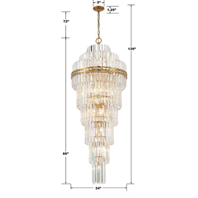 Hayes 31 Light Aged Brass Chandelier Chandelier Crystorama