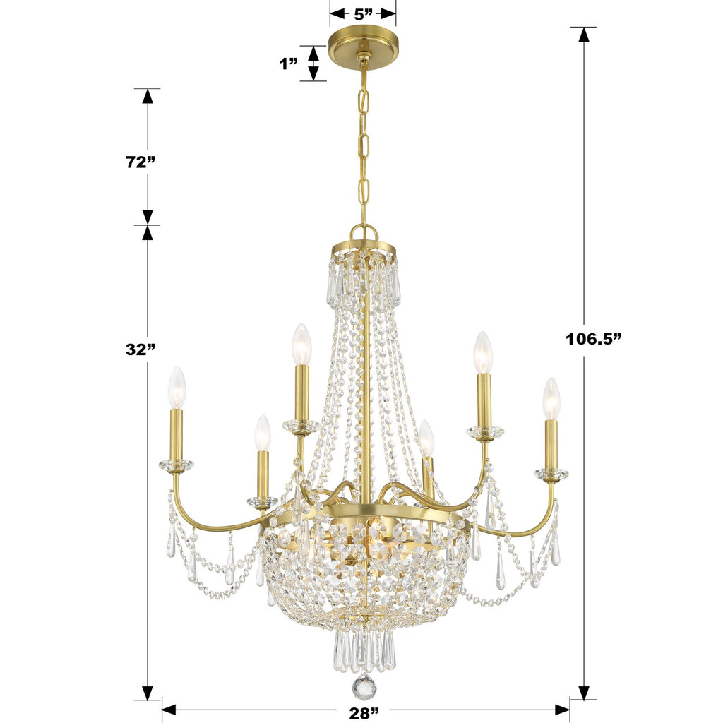 Haywood 9 Light Aged Brass Chandelier Chandelier Crystorama