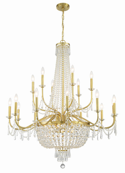 Haywood 22 Light Aged Brass Chandelier Chandelier Crystorama