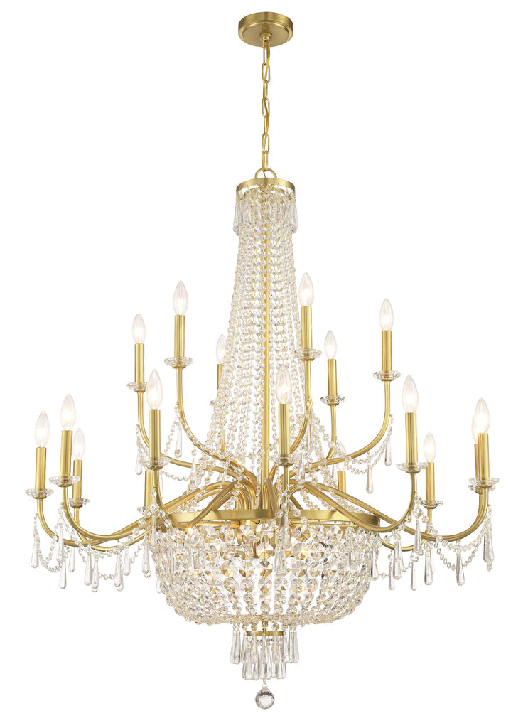 Haywood 22 Light Aged Brass Chandelier Chandelier Crystorama