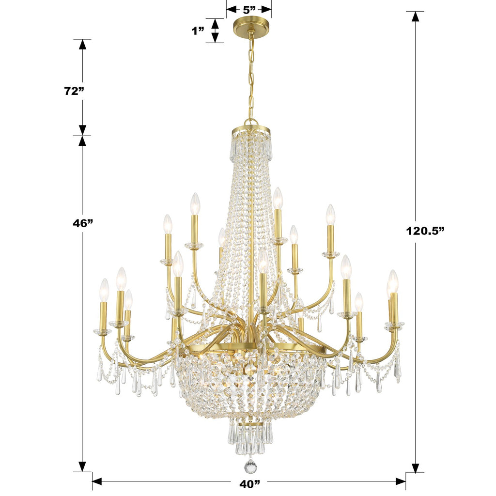 Haywood 22 Light Aged Brass Chandelier Chandelier Crystorama