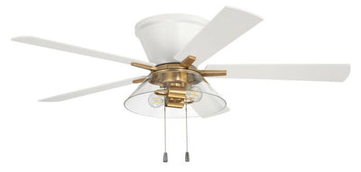 52" Insight White/SB Finish, White/Washed Oak Blades, Integrated Light kit Included Ceiling Fan CRAFTMADE