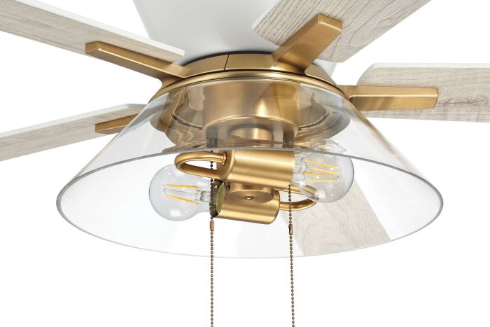 52" Insight White/SB Finish, White/Washed Oak Blades, Integrated Light kit Included Ceiling Fan CRAFTMADE