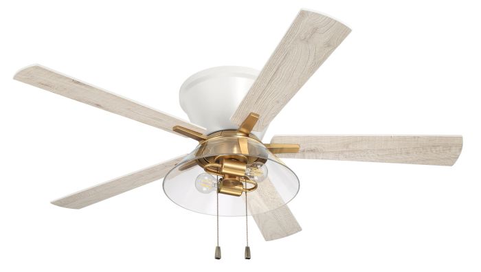 52" Insight White/SB Finish, White/Washed Oak Blades, Integrated Light kit Included Ceiling Fan CRAFTMADE