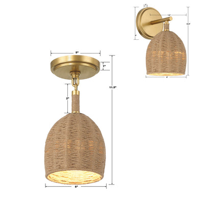 Jace 1 Light Soft Gold Semi Flush Semi Flush Crystorama