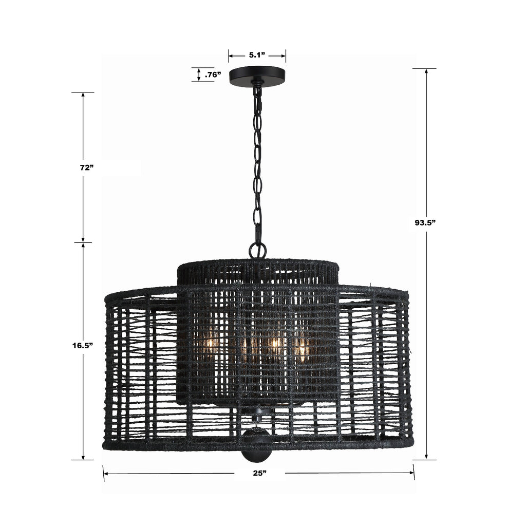 Jayna 4 Light Matte Black Chandelier Chandelier Crystorama