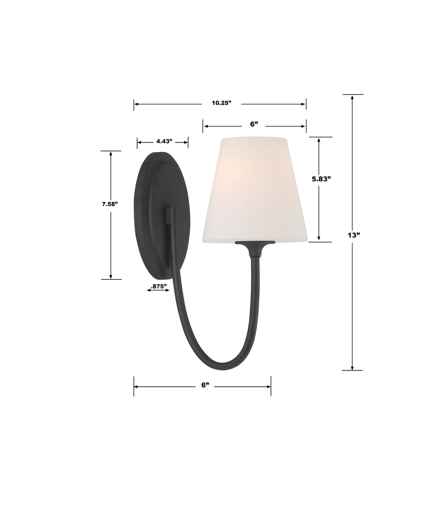 Juno 1 Light Black Forged Sconce Wall Sconce Crystorama