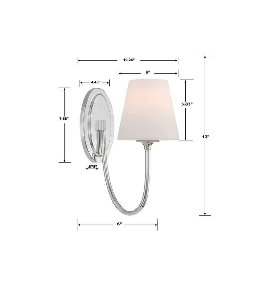 Juno 1 Light Polished Nickel Sconce Wall Sconce Crystorama