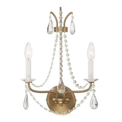 Karrington 2 Light Aged Brass Sconce Wall Sconce Crystorama