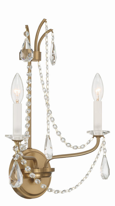 Karrington 2 Light Aged Brass Sconce Wall Sconce Crystorama