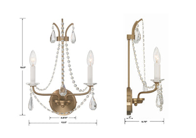 Karrington 2 Light Aged Brass Sconce Wall Sconce Crystorama