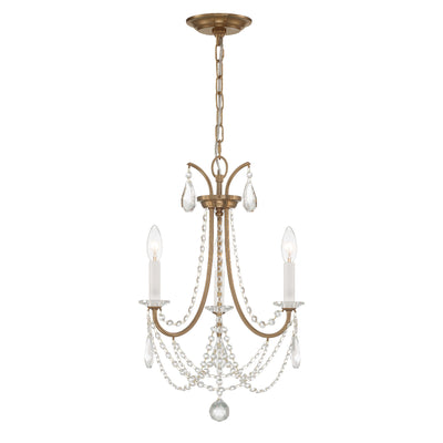 Karrington 3 Light Aged Brass Mini Chandelier Chandelier Crystorama