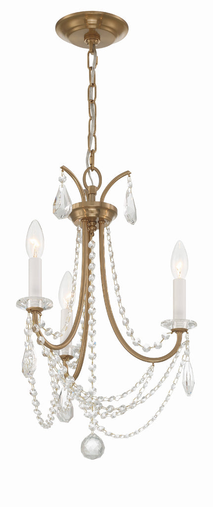 Karrington 3 Light Aged Brass Mini Chandelier Chandelier Crystorama