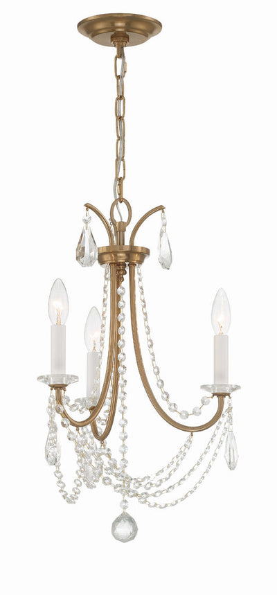 Karrington 3 Light Aged Brass Mini Chandelier Chandelier Crystorama