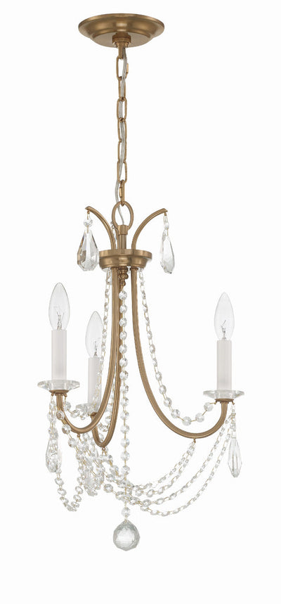 Karrington 3 Light Aged Brass Mini Chandelier Chandelier Crystorama