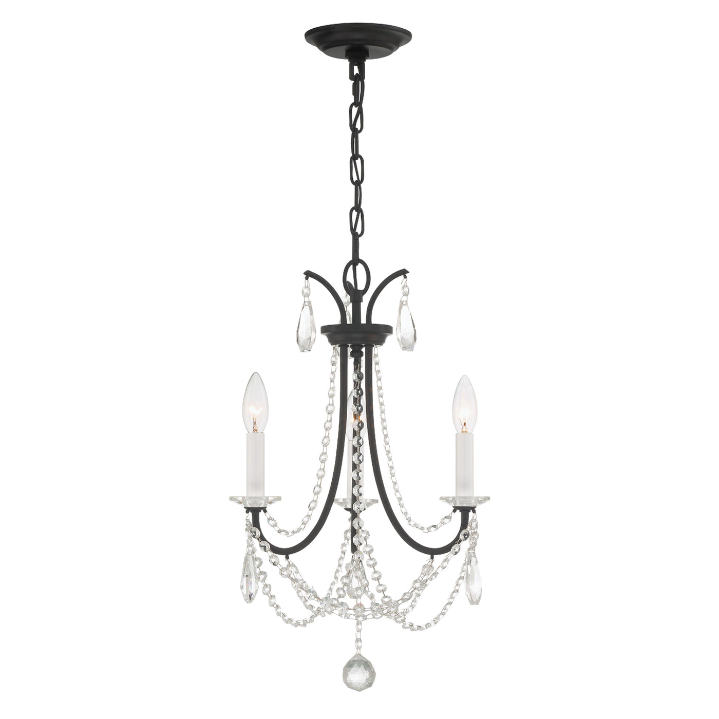 Karrington 3 Light Matte Black Mini Chandelier Chandelier Crystorama