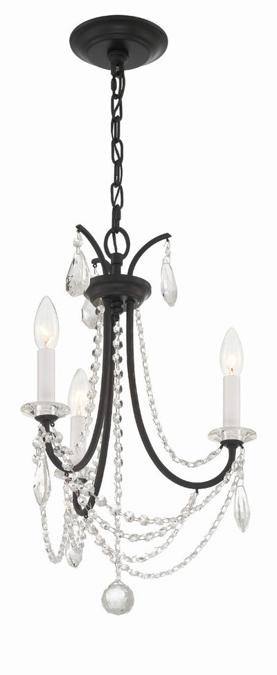 Karrington 3 Light Matte Black Mini Chandelier Chandelier Crystorama