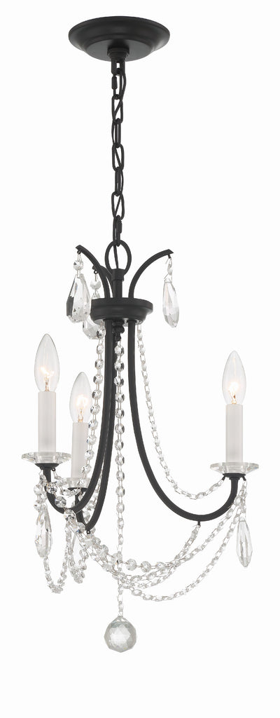 Karrington 3 Light Matte Black Mini Chandelier Chandelier Crystorama