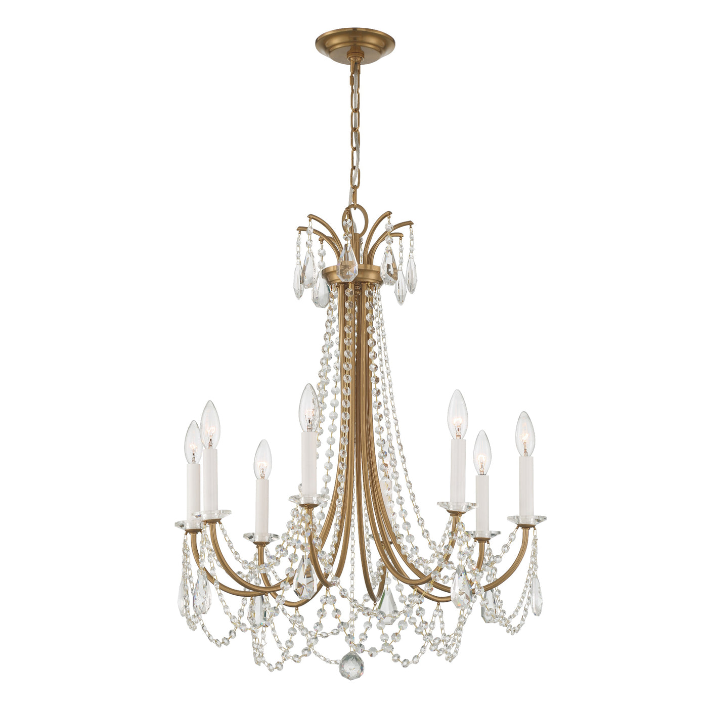 Karrington 8 Light Aged Brass Chandelier Chandelier Crystorama