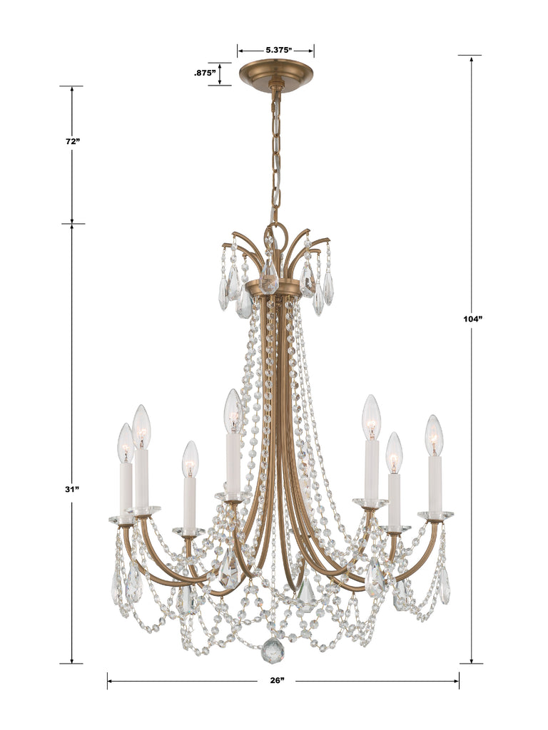 Karrington 8 Light Aged Brass Chandelier Chandelier Crystorama