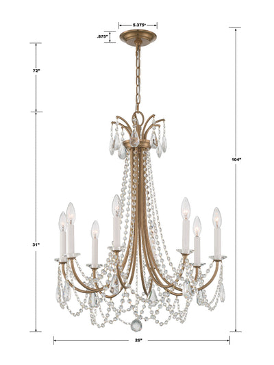 Karrington 8 Light Aged Brass Chandelier Chandelier Crystorama