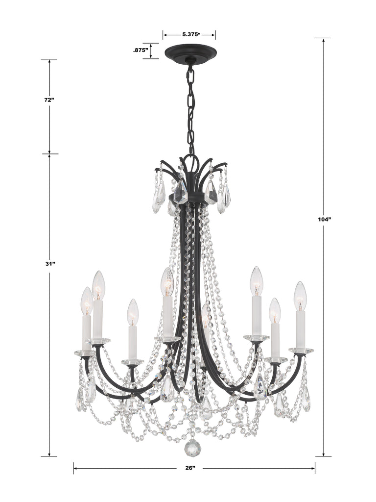 Karrington 8 Light Matte Black Chandelier Chandelier Crystorama