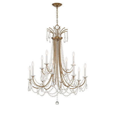 Karrington 12 Light Aged Brass Chandelier Chandelier Crystorama