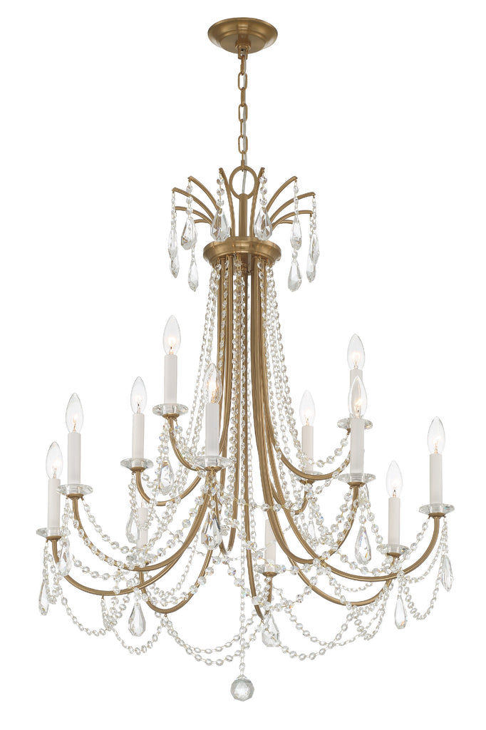 Karrington 12 Light Aged Brass Chandelier Chandelier Crystorama